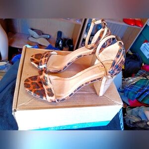 Leopard print stacked heels